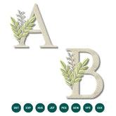 Natural Linen Leaf Alphabet Embroidery Set